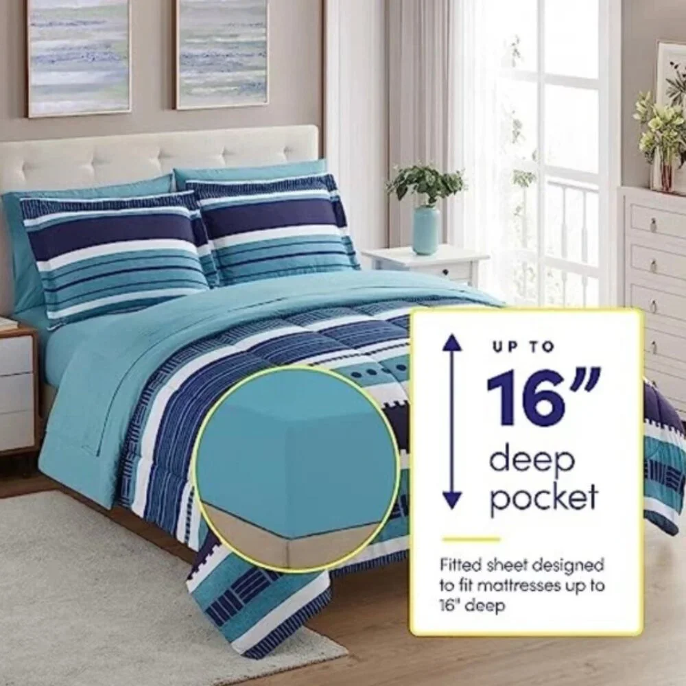 Sweet Home Collection 7Pc Comforter Set Solid Color All Season Soft Down Sz Full